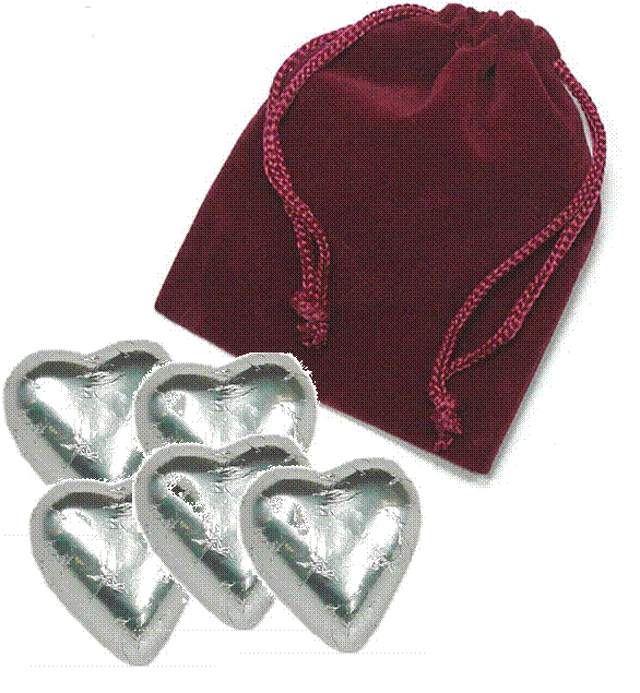 5-pc Heart Velvet Bag